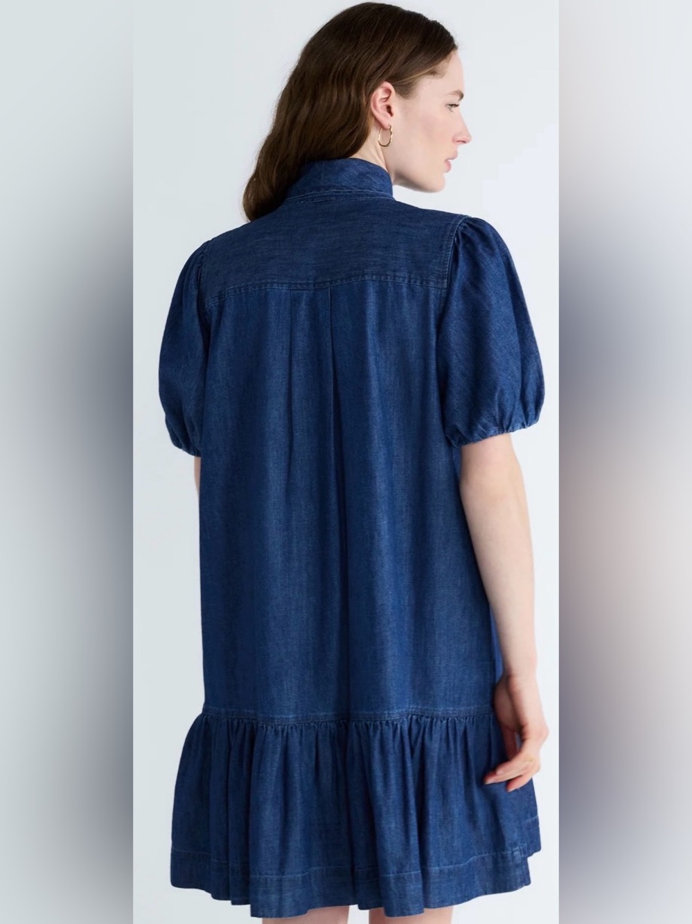 NWT Free Assembly Women's Tie Neck Denim Dress, Sizes XXlDenim Bow-Tie Midi - Picture 3 of 8